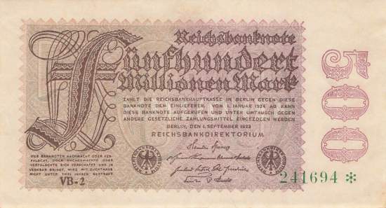 500 Millionen Mark 1923 ro.19f VB